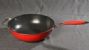 28cm enameled cast iron wok with long handle